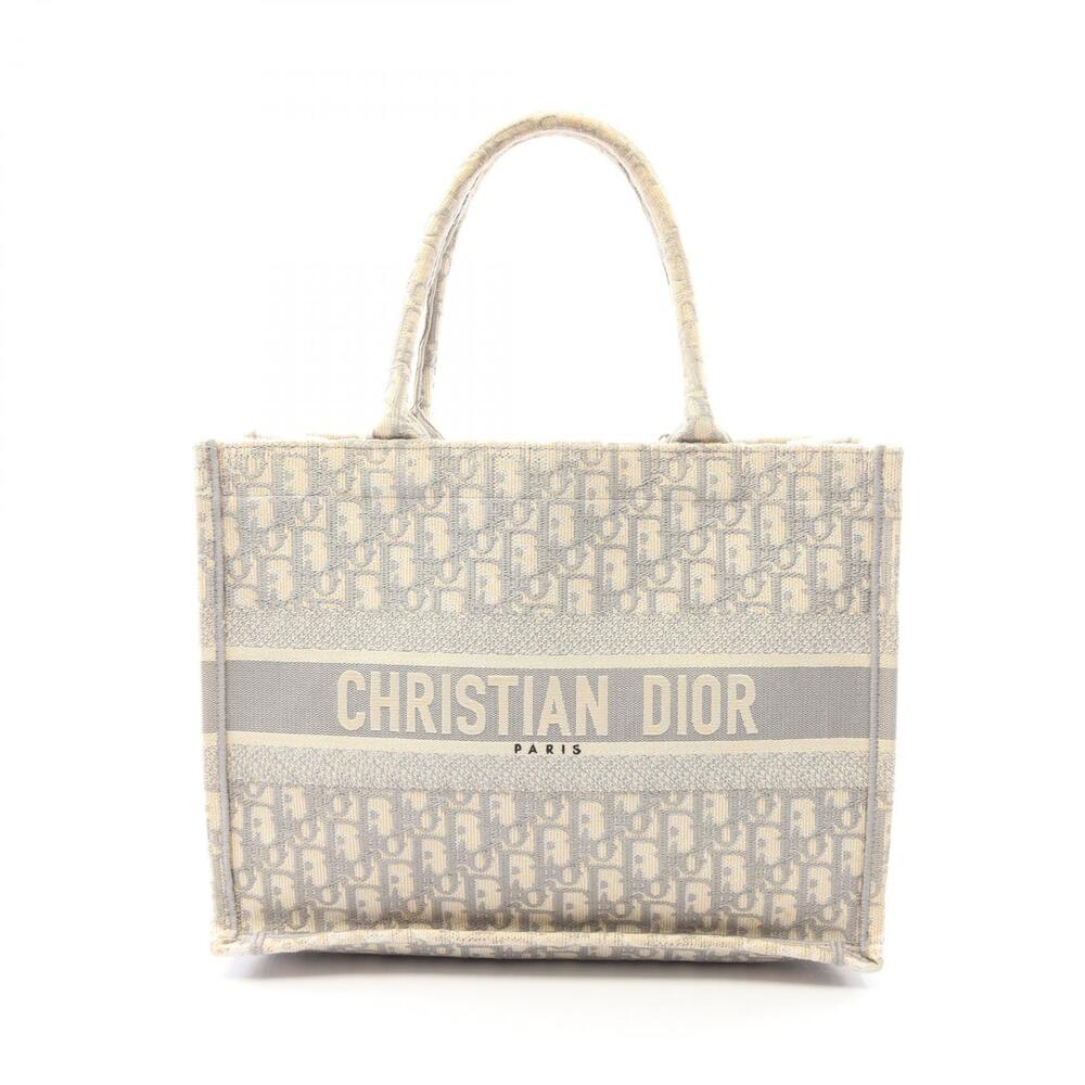 Christian Dior BOOK TOTE Bag Canvas Ivory White Gray